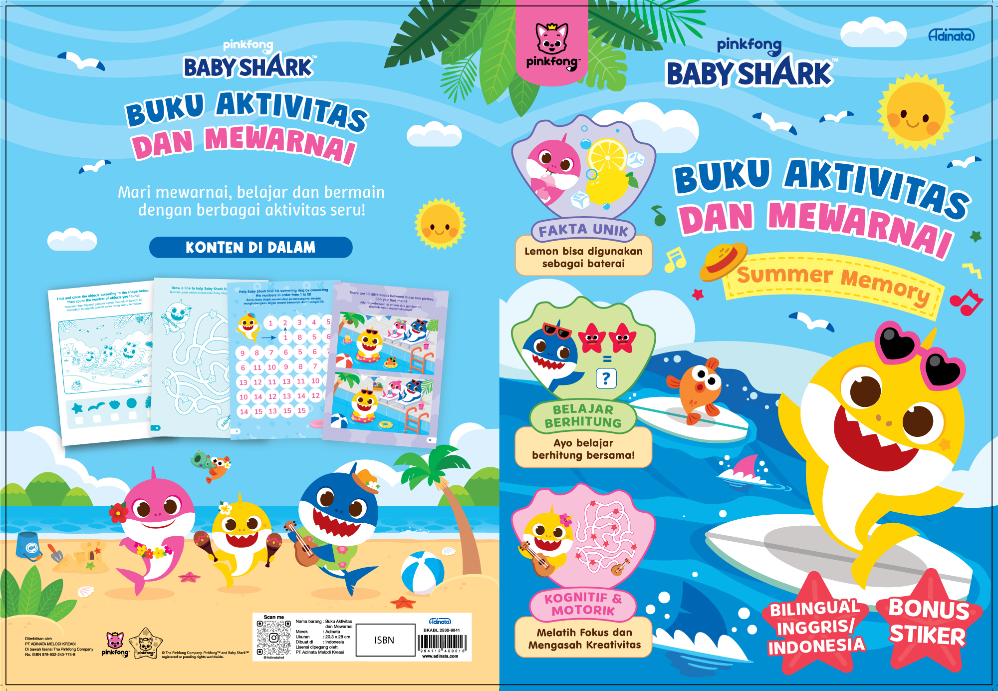 Baby Shark Buku Aktivitas dan Mewarnai BKABL 2530-9841
