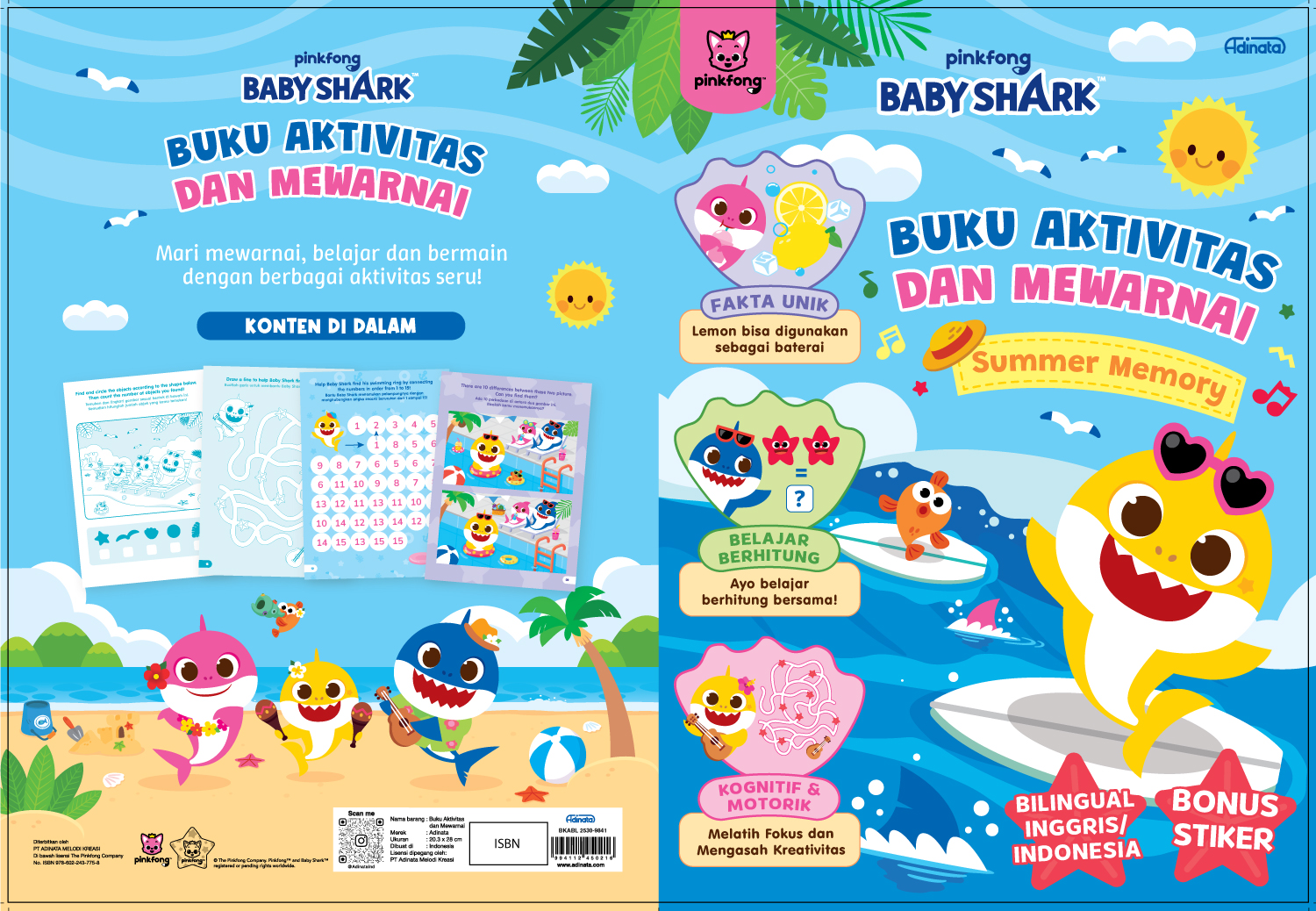 Baby Shark Buku Aktivitas dan Mewarnai BKABL 2530-9841
